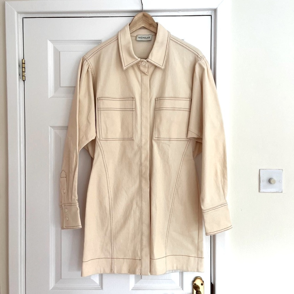 NICHOLAS BRAND NEW NEVER WORN Women’s Small Beige Denim Collar Dress